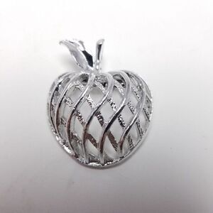 Vintage Gerry's Apple Brooch, Silver Tone, Unique Abstract Design, Retro Estate
